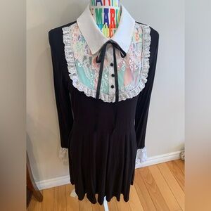 Killstar Black Dress with White Lace Accents